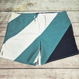 Freestyle Vintage Swim Shorts Stripe Multicolor Colorblock Men's Size Large